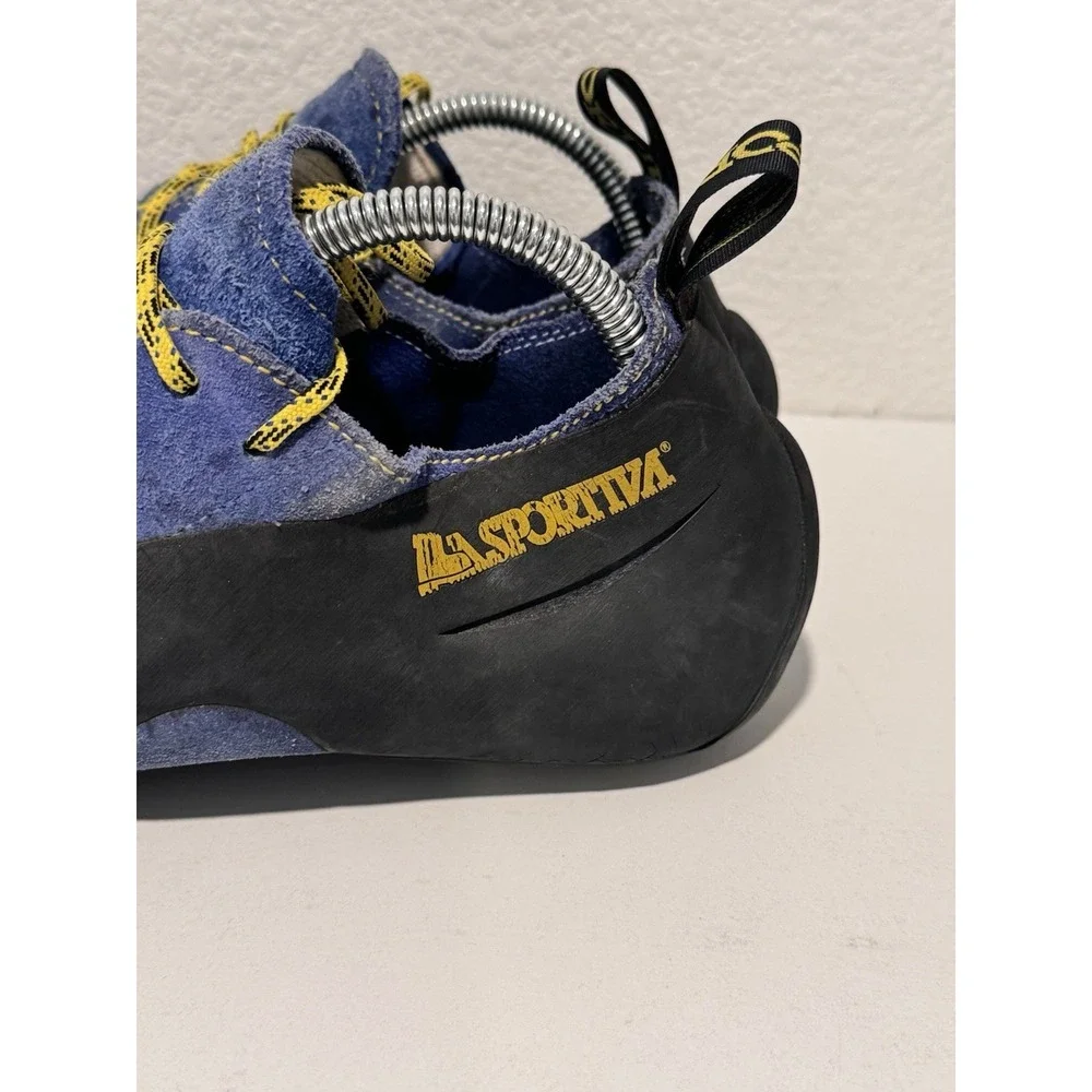 La Sportiva Climbing Shoes Mens US 9.5 EU 43 Blue Suede Lace Up Rock Gym Yellow